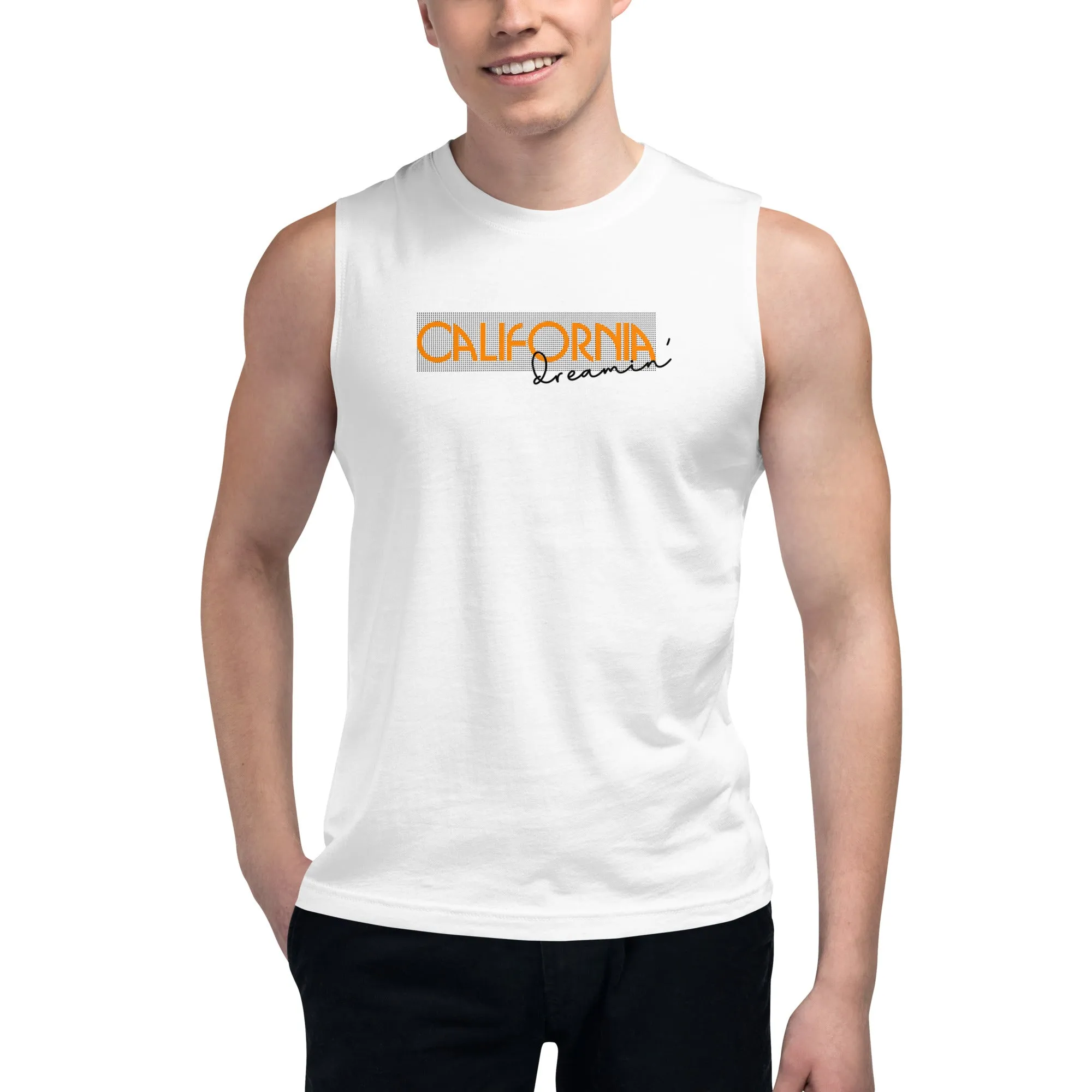 Men's Text And City Theme Graphic Muscle Shirt