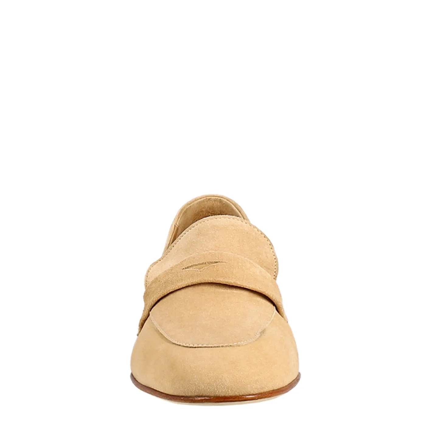 Mocassino da donna a sacchetto in camoscio beige