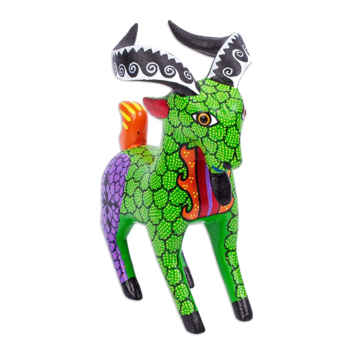 Novica Bold Goat Wood Alebrije Sculpture