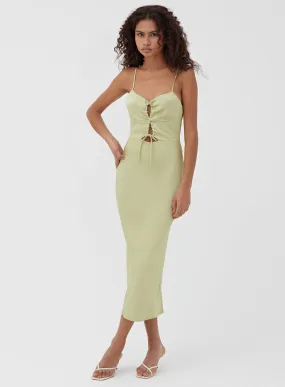 Olive Tie Front Satin Cami Dress - Clara