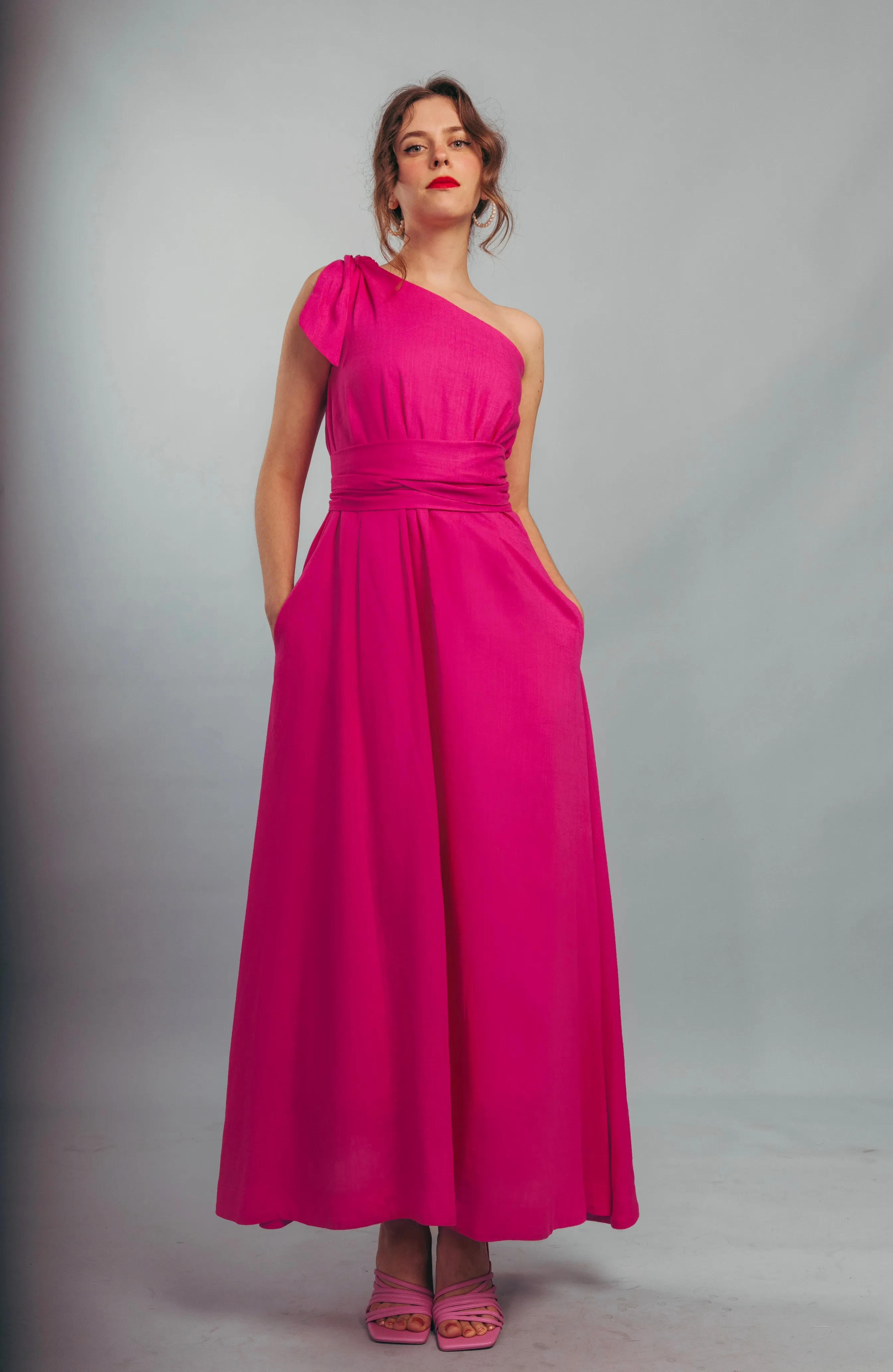 “Orchid” dress in hot pink