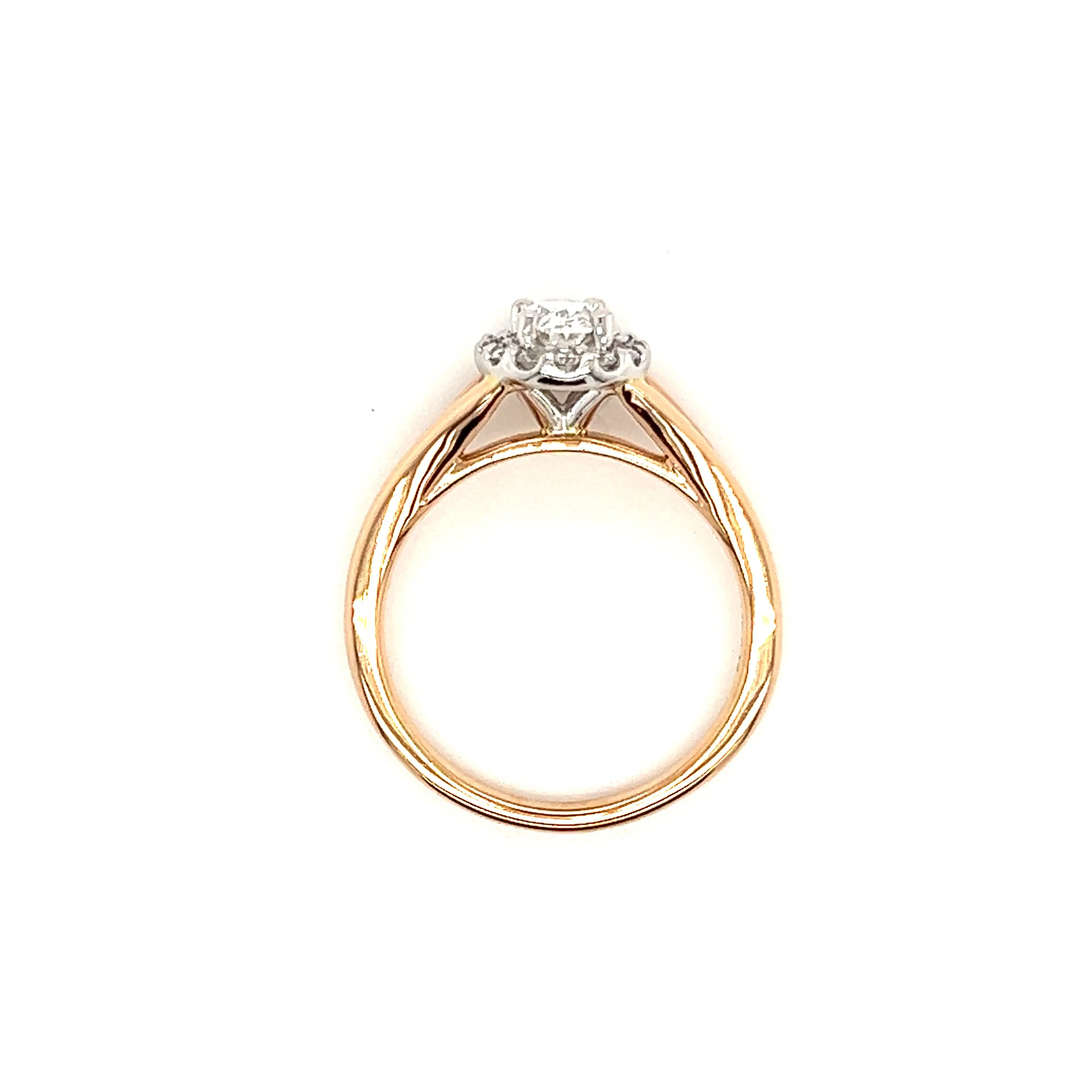 Oval Diamond Ring with Diamond Halo in 14K Rose Gold