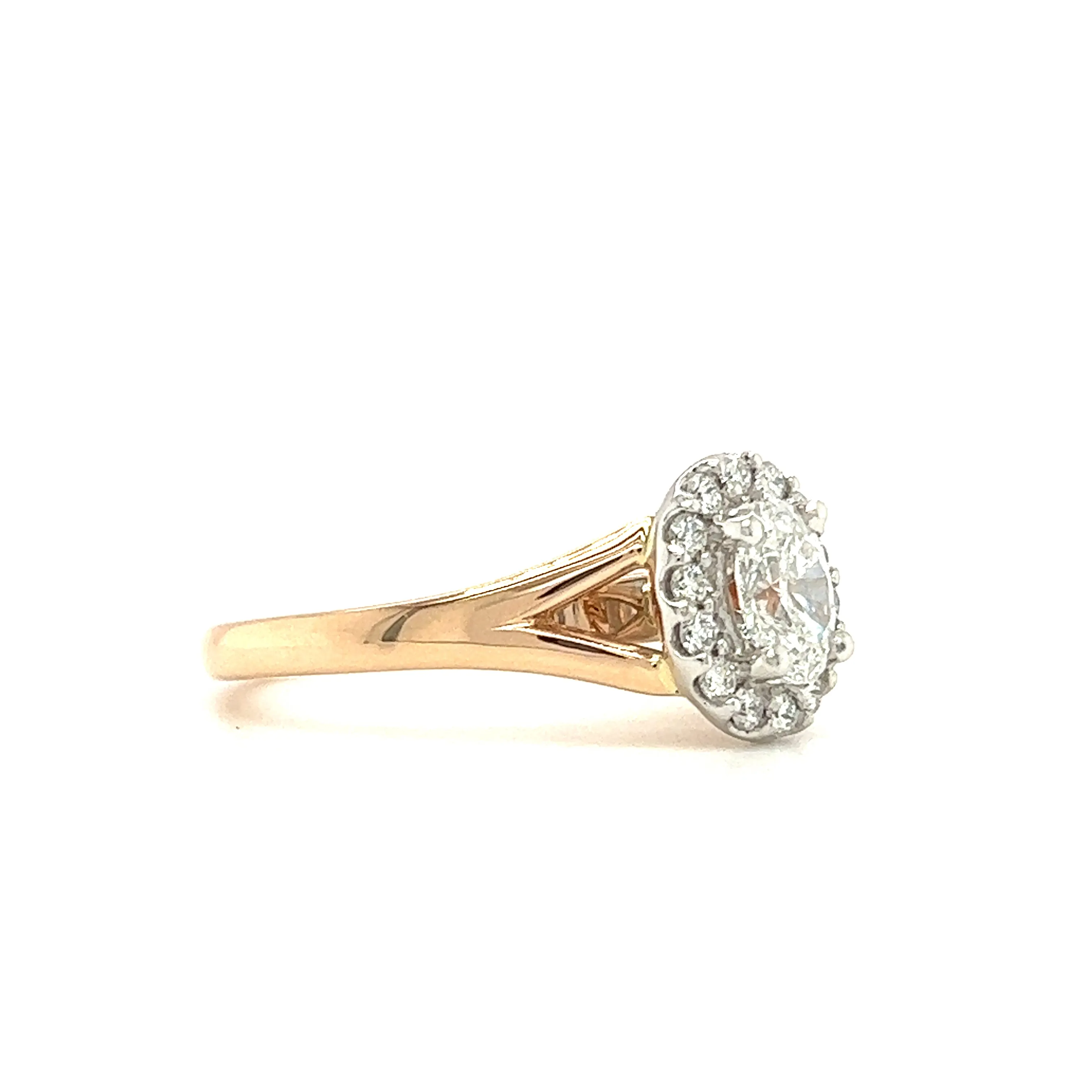 Oval Diamond Ring with Diamond Halo in 14K Rose Gold