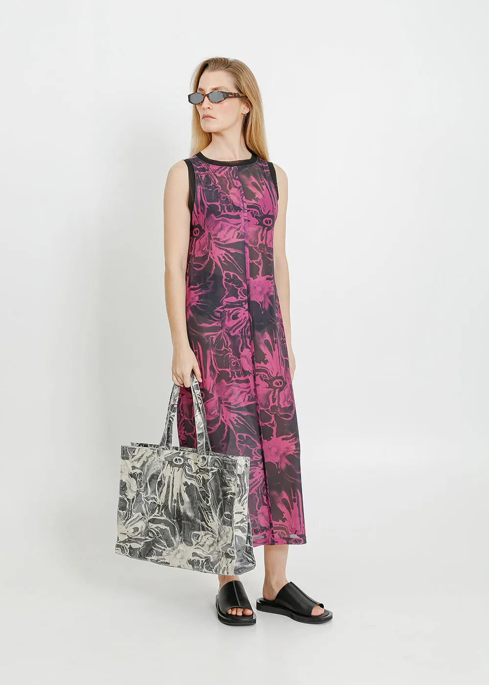 PALMER TANK DRESS / MAGENTA-BLACK