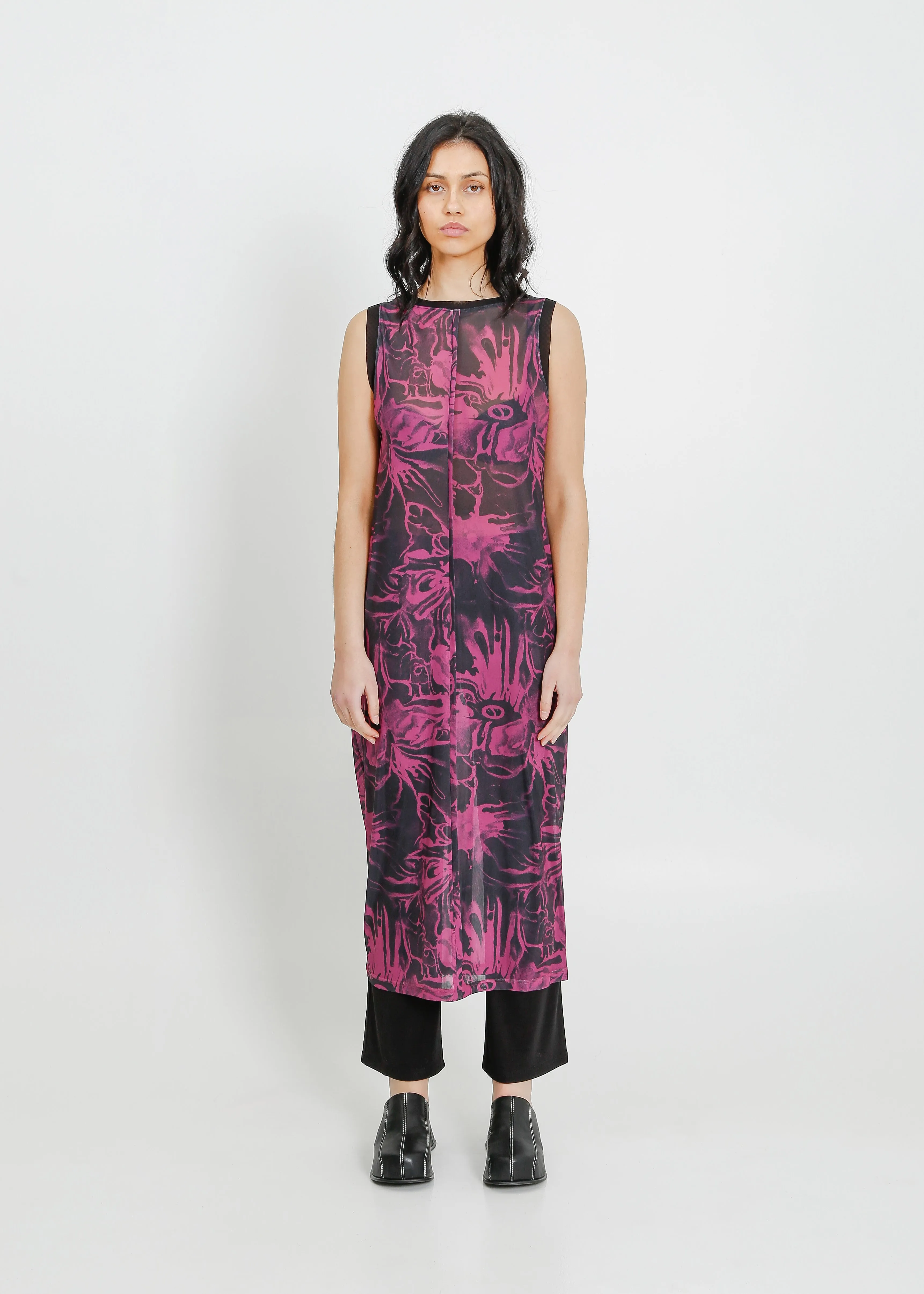 PALMER TANK DRESS / MAGENTA-BLACK