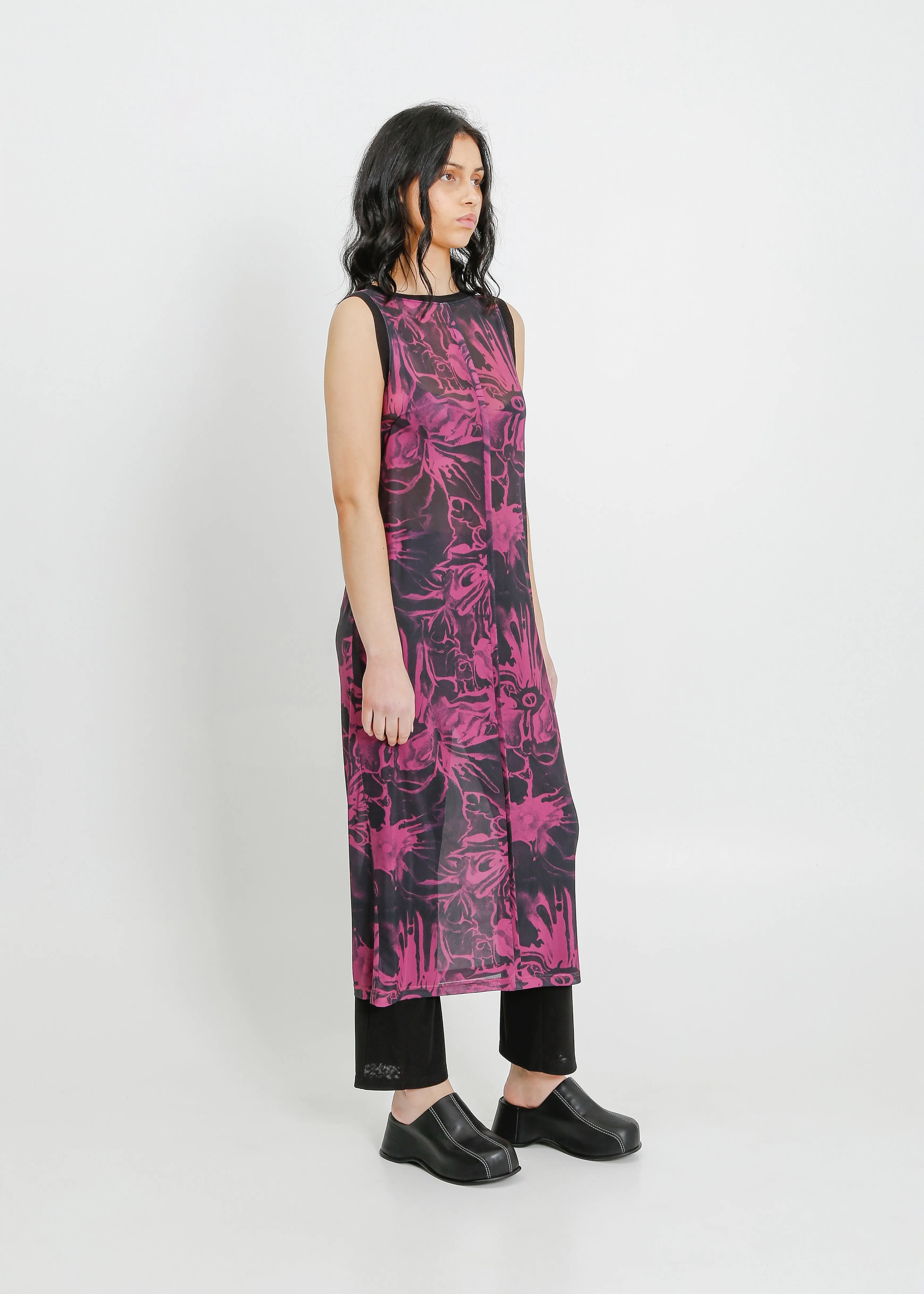 PALMER TANK DRESS / MAGENTA-BLACK