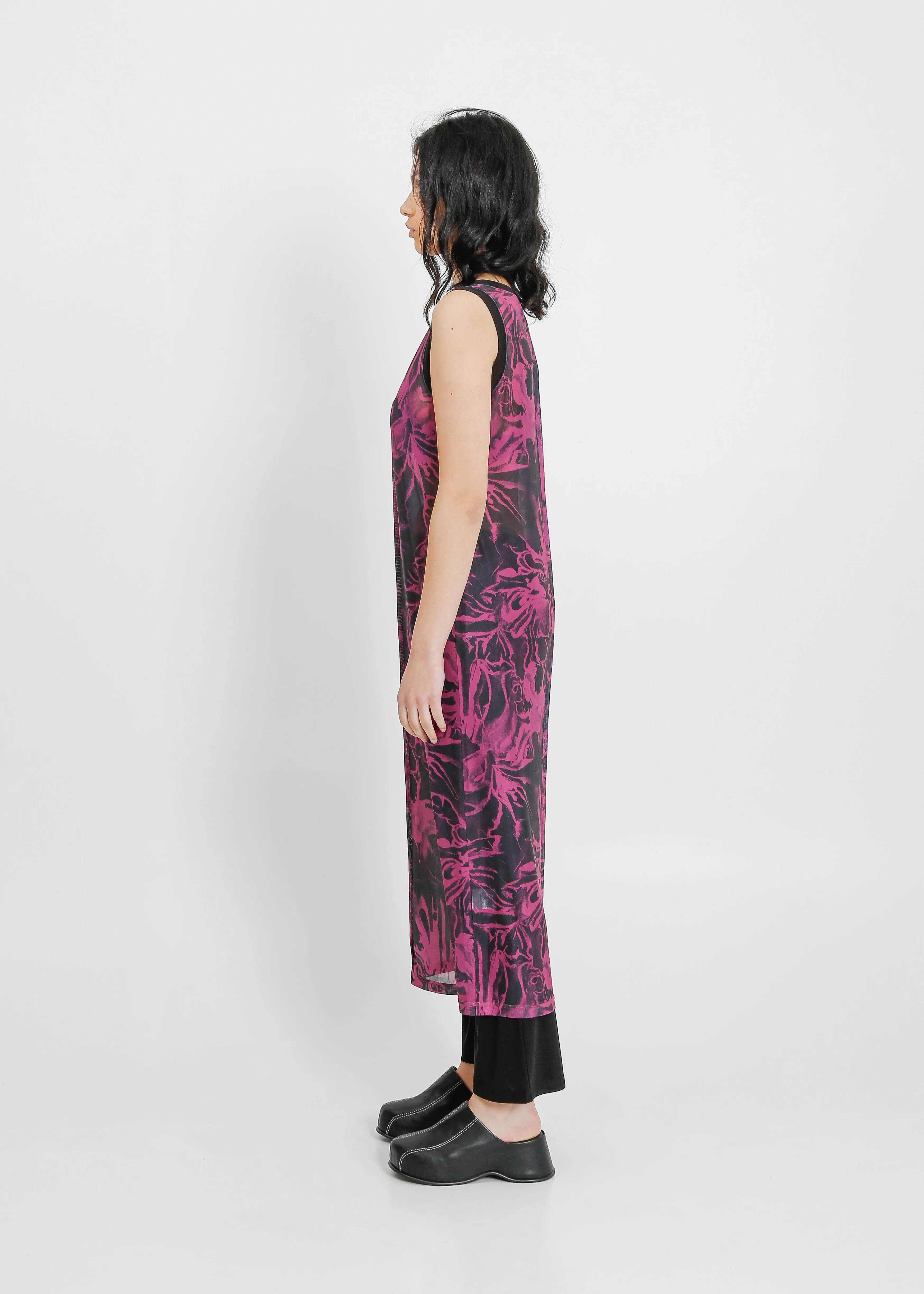 PALMER TANK DRESS / MAGENTA-BLACK