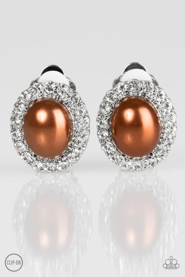 Paparazzi Accessories  - Romantically Regal #E113 Peg - Brown Earring