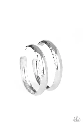 Paparazzi Check Out These Curves - Silver Hoop Earrings