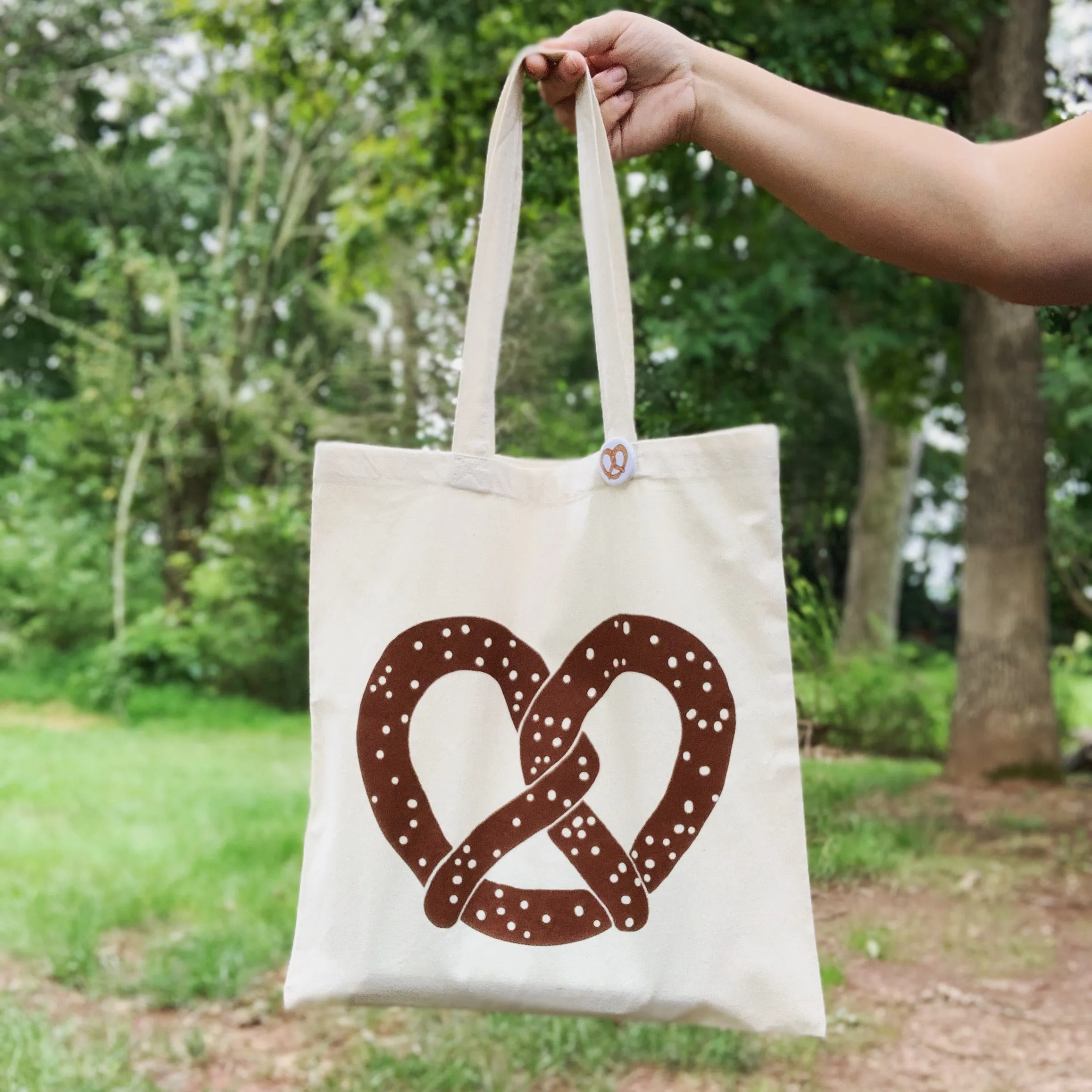 pretzel tote bag, soft pretzel tote, Philadelphia pretzel tote bag, Philly souvenir