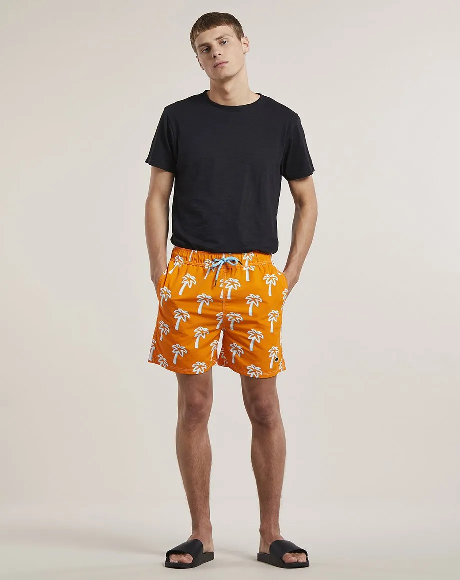 PULCO PALM PRINT MENS SWIM SHORTS SHORTS | ORANGE