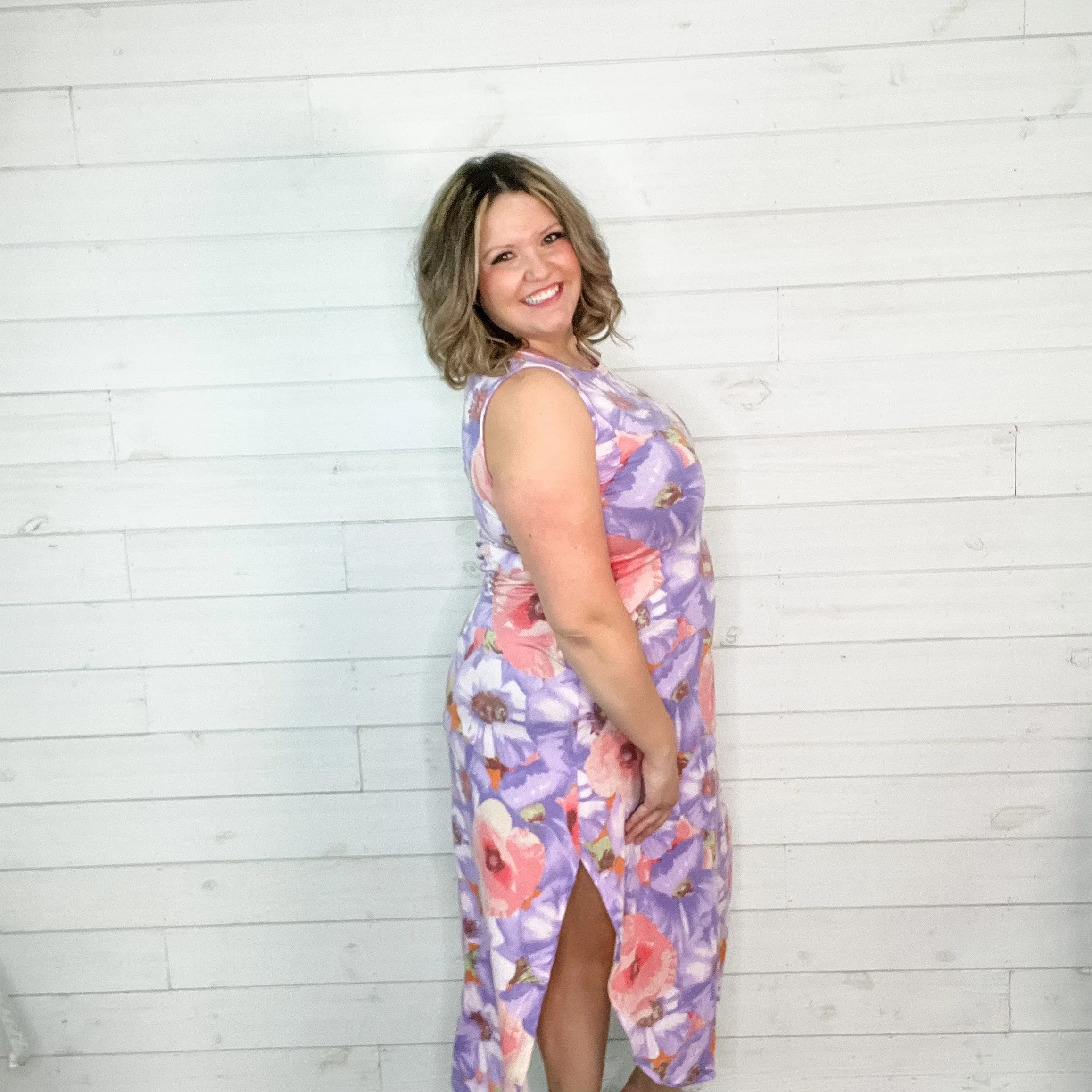 "Calgon Take Me Away" Sleeveless Floral Maxi with Pockets (Lavender)