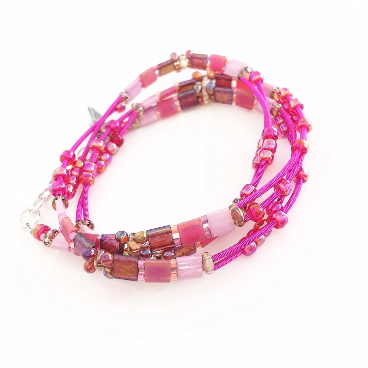 "Glass Tile" Wrap Bracelet (Cherry Blossom)