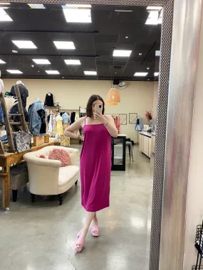 Radiant Pink Tie Back Midi Dress