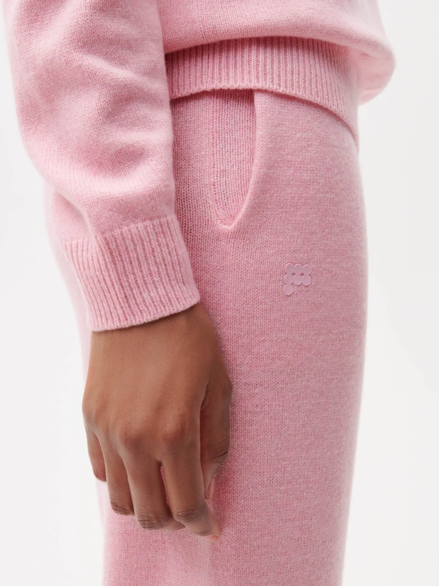 Recycled Cashmere Loose Track Pants—sakura pink