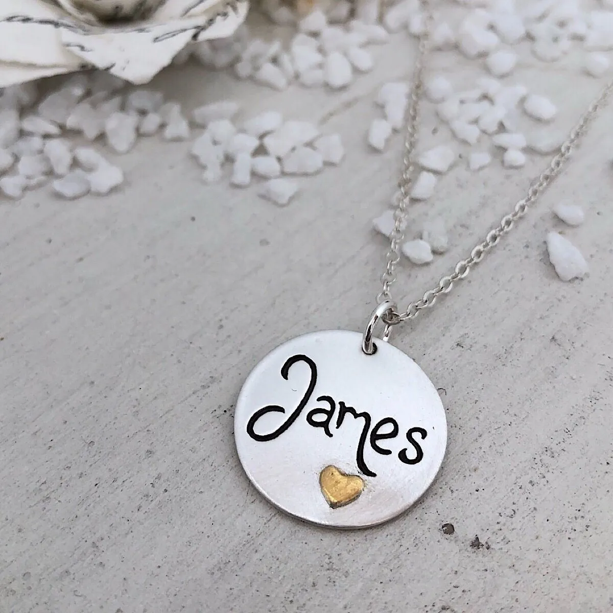 Script Name Charm w/ Gold Heart