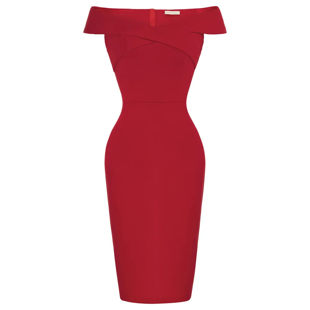 Seckill Offer⌛Vintage Off Shoulder V Neck Bodycon Pencil Dress Short Sleeve Homecoming Bodycon Dress Work Cocktail