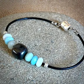 Shungite Bracelet with Amazonite, Inspiration, Soothes Trauma