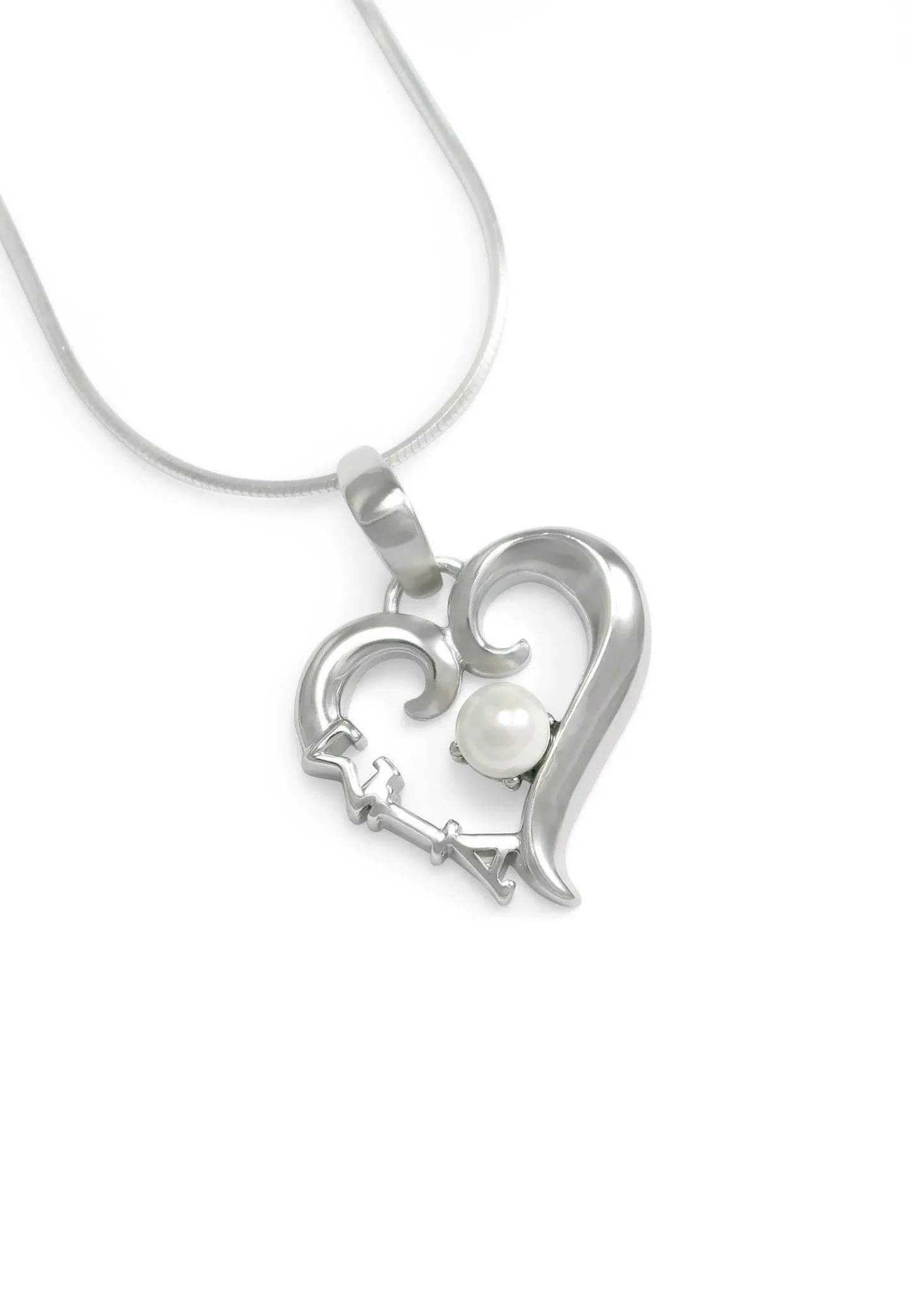 Sigma Iota Alpha Sterling Silver Heart Pendant with Pearl