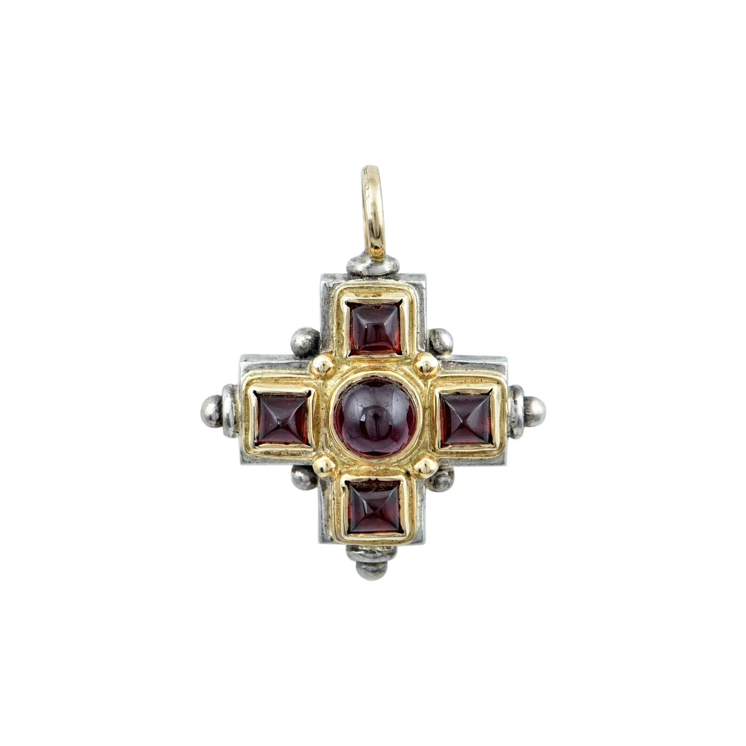 Silver & Gold Garnet Cross