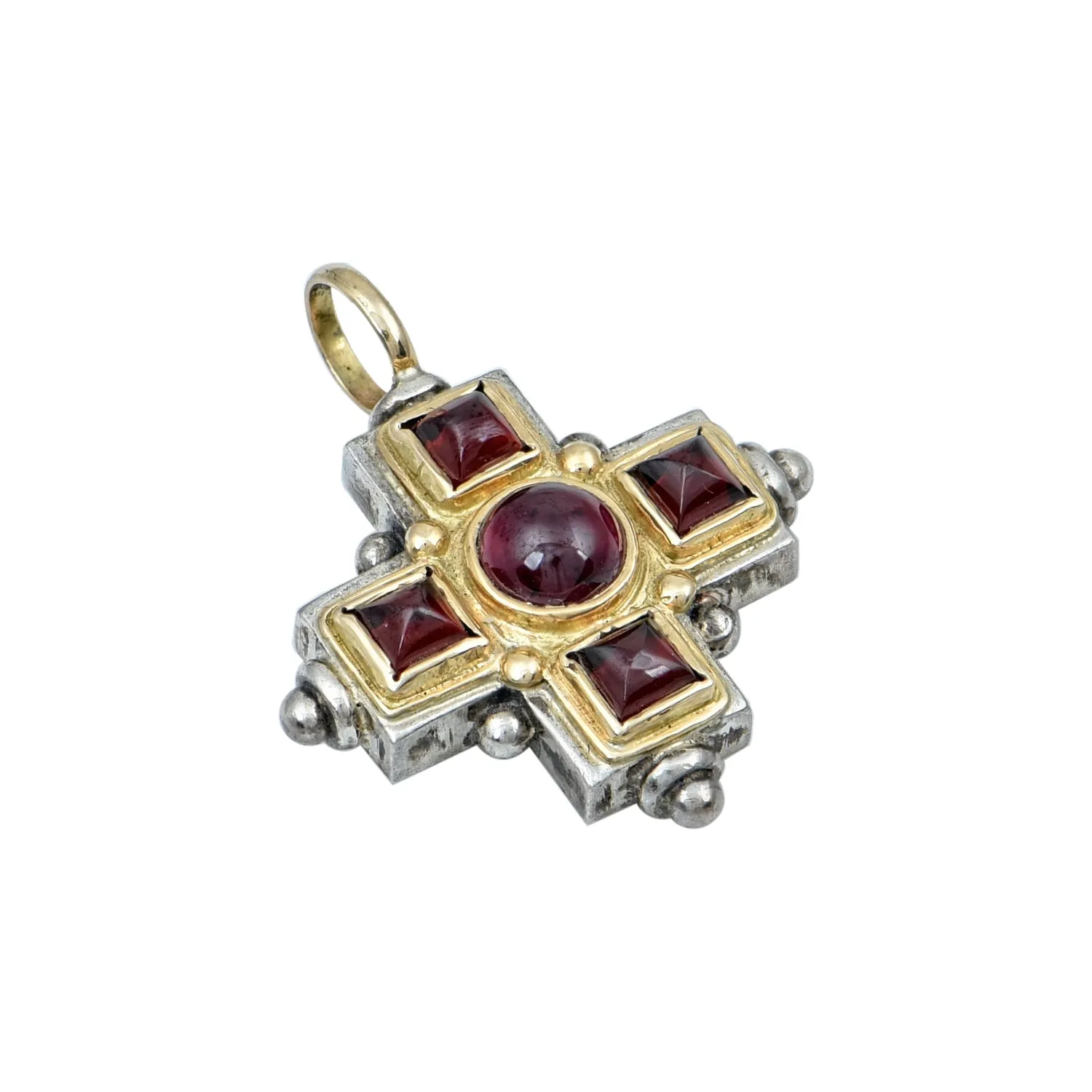 Silver & Gold Garnet Cross