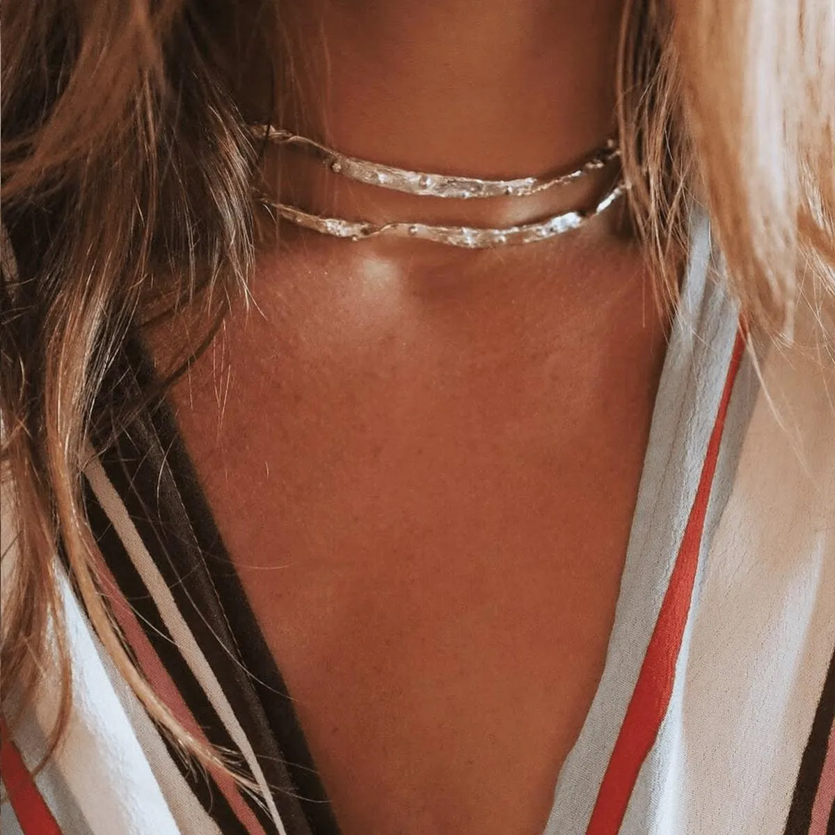 Silver Rhodium Maya Choker Necklace