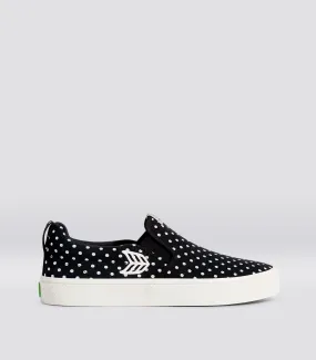 SLIP ON Black Canvas White Polka Dots Sneaker Men