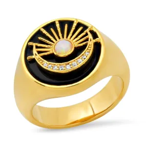 Starburst Onyx Signet Ring