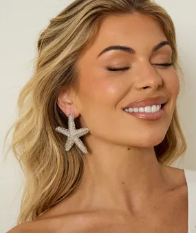 Starfish Statement Earrings - Silver