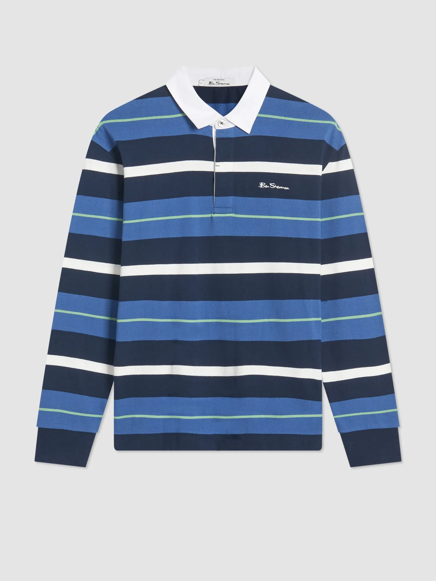 Striped Rugby Polo - Dark Navy