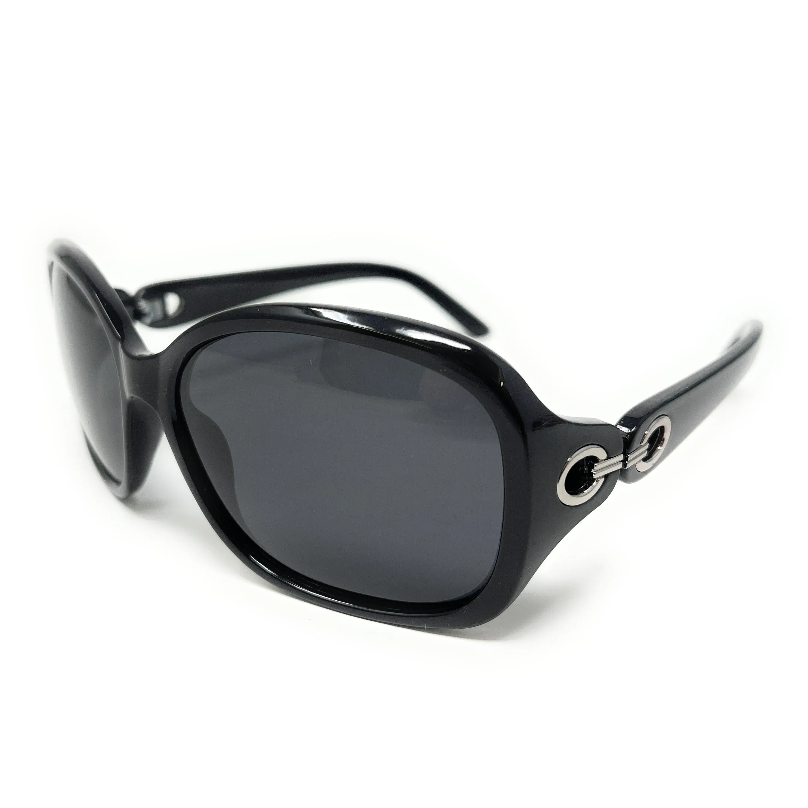 Sunglasses Black Frame Black Lens Sliver Hinge Next 102