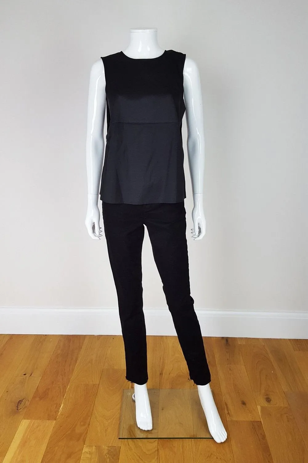 T By ALEXANDER WANG Black Backless Silk Vest Top (6)