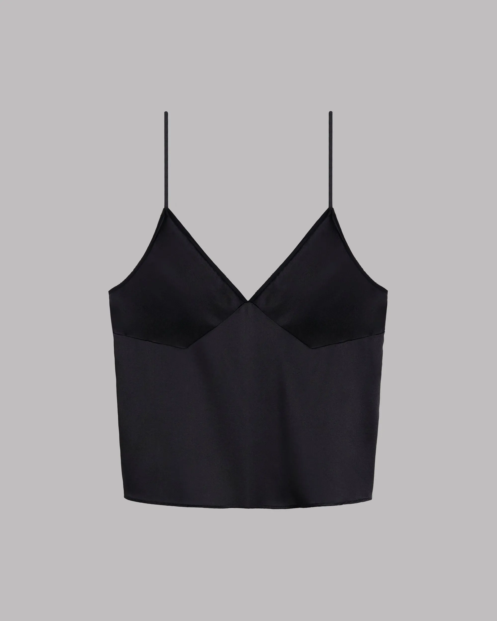 The Black Silk Slip Top