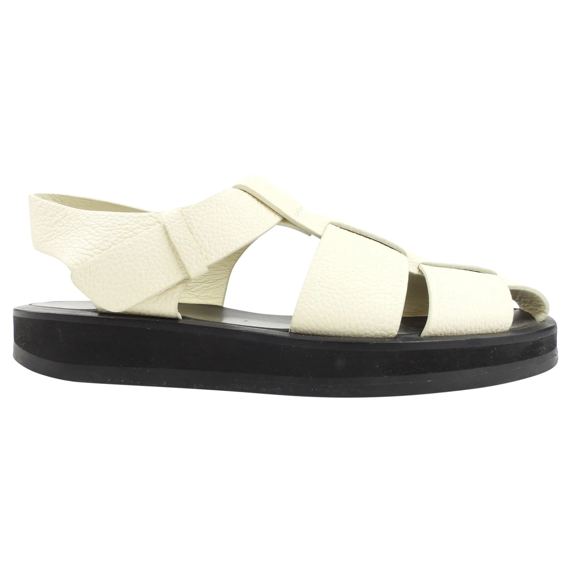 The Row Off White Leather Platform Fisherman Sandals - 38.5