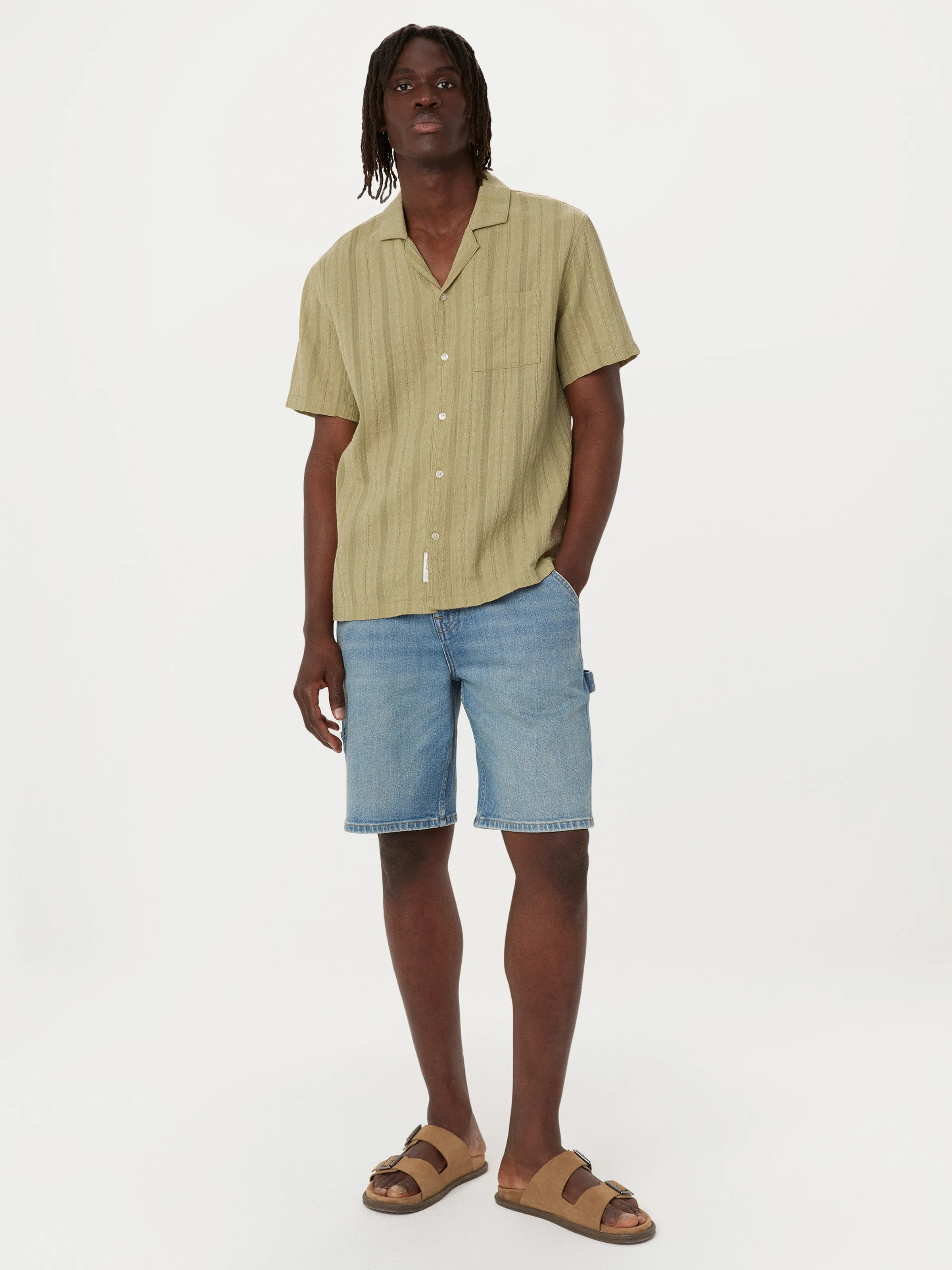 The Textured Camp Collar Shirt in Cardamom