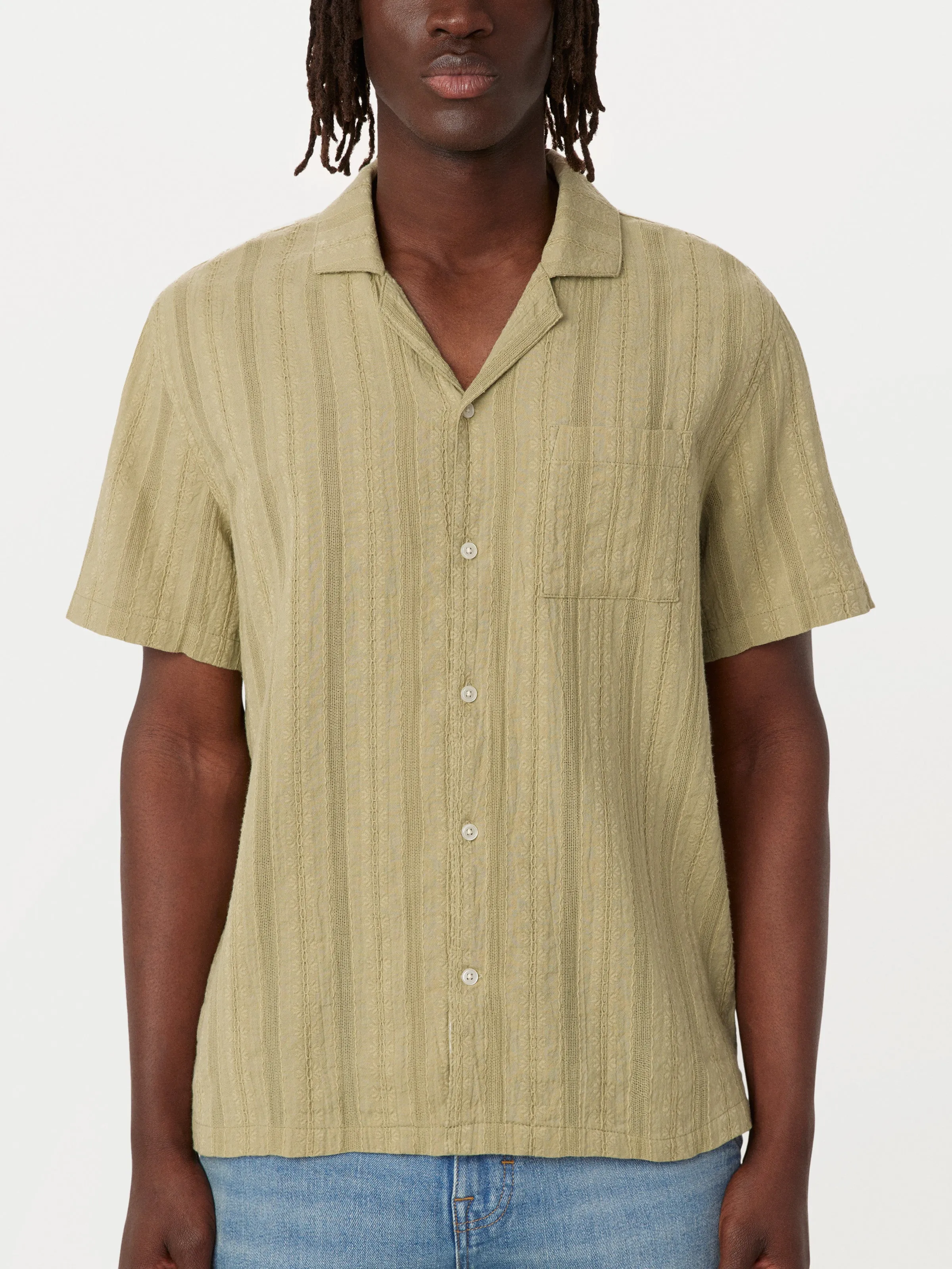 The Textured Camp Collar Shirt in Cardamom