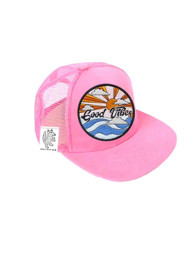 TODDLER Trucker Hat with Interchangeable Velcro Patch (Light Pink)