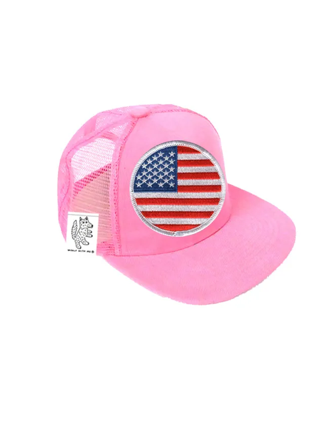 TODDLER Trucker Hat with Interchangeable Velcro Patch (Light Pink)