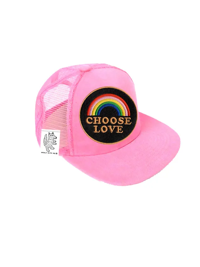 TODDLER Trucker Hat with Interchangeable Velcro Patch (Light Pink)