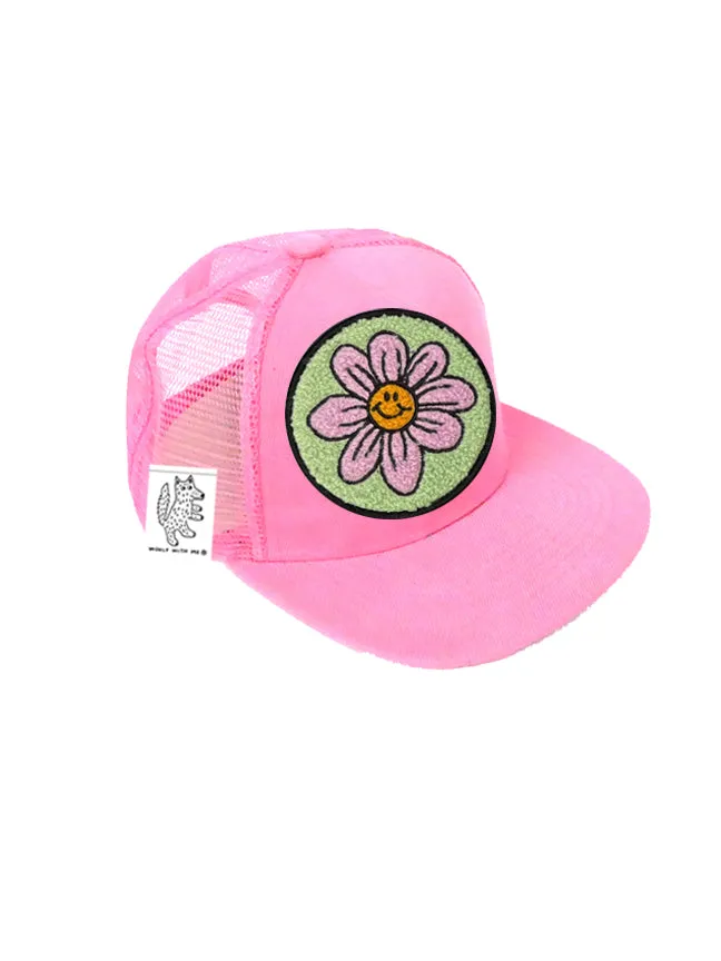 TODDLER Trucker Hat with Interchangeable Velcro Patch (Light Pink)