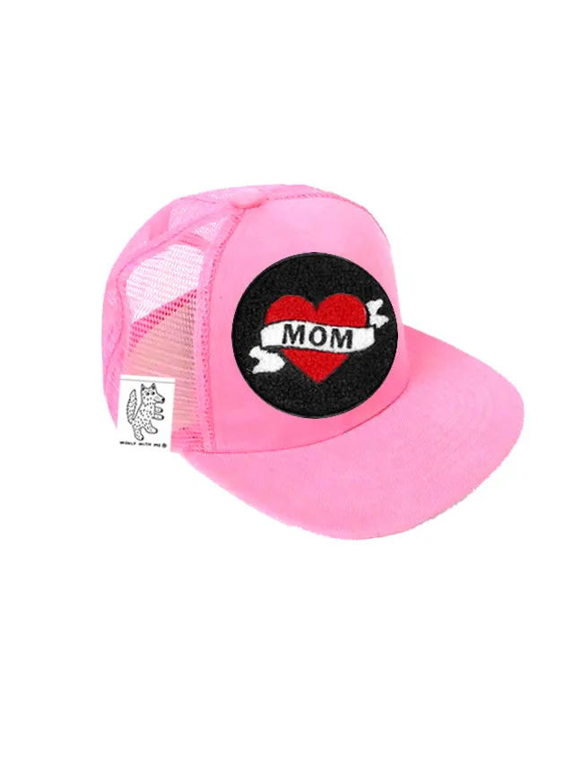 TODDLER Trucker Hat with Interchangeable Velcro Patch (Light Pink)