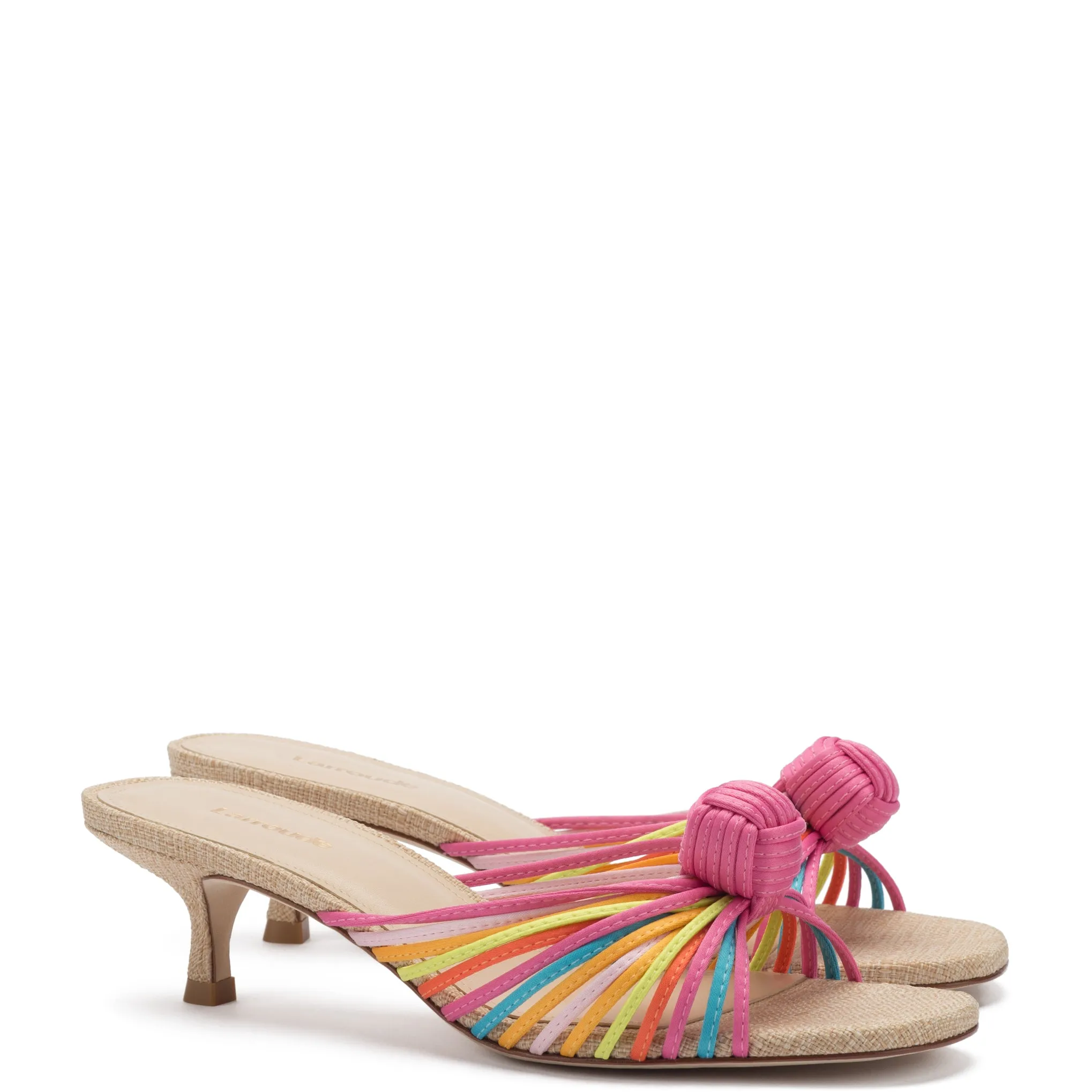 Valerie Mule In Multicolor Satin and Raffia