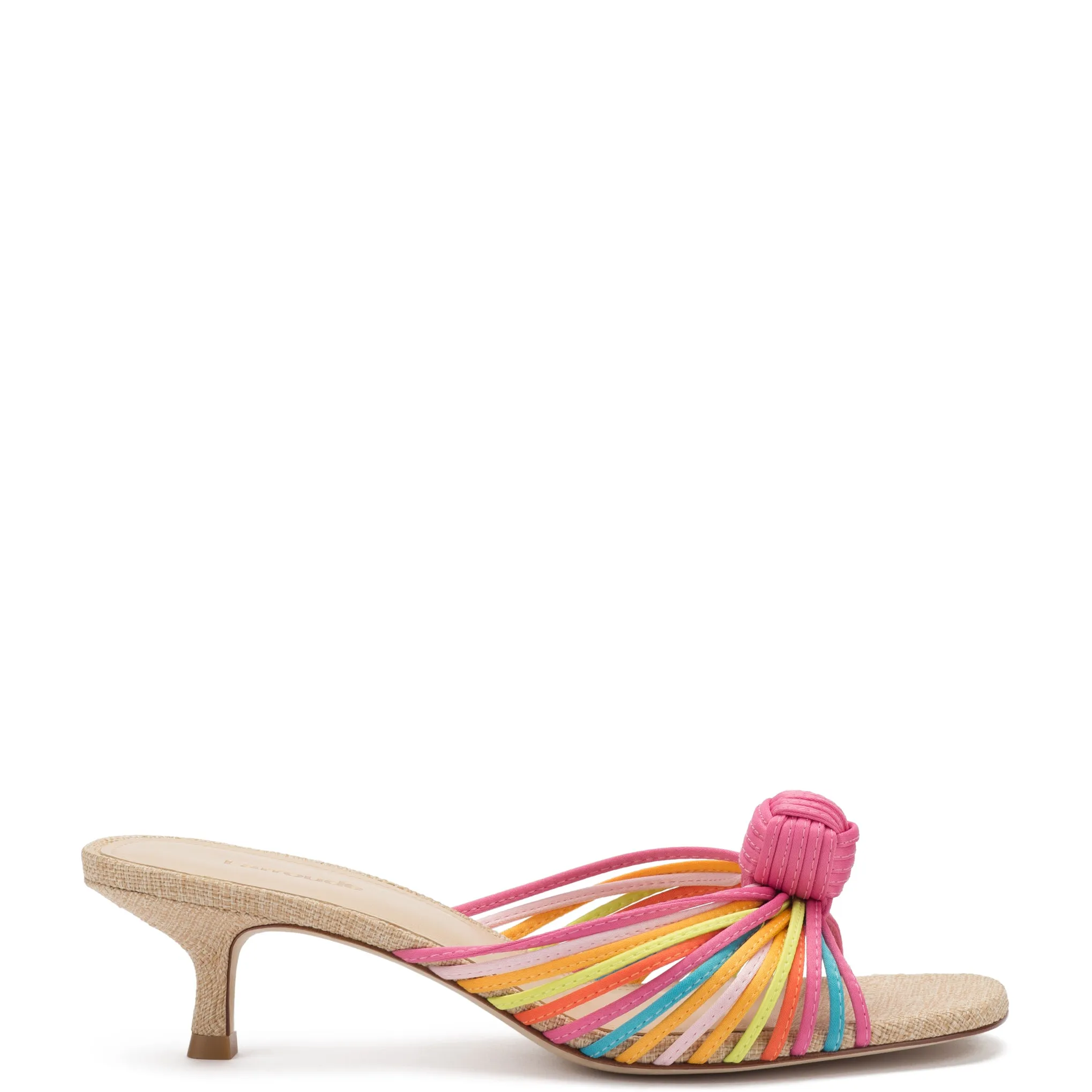 Valerie Mule In Multicolor Satin and Raffia