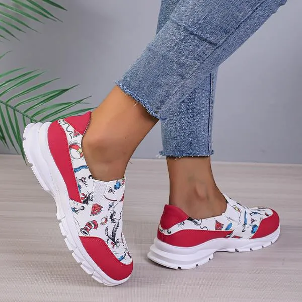 Women's Casual Christmas Print Thick Sole Sneakers 50915801S