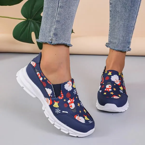 Women's Casual Christmas Print Thick Sole Sneakers 50915801S