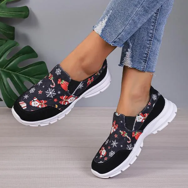 Women's Casual Christmas Print Thick Sole Sneakers 50915801S