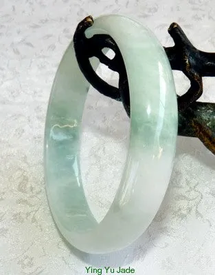 Ying Yu's Jewelry Box- Gorgeous Green Vein on White Burmese Jadeite Grade A Jade Bangle Bracelet 55.5mm (BB2570)