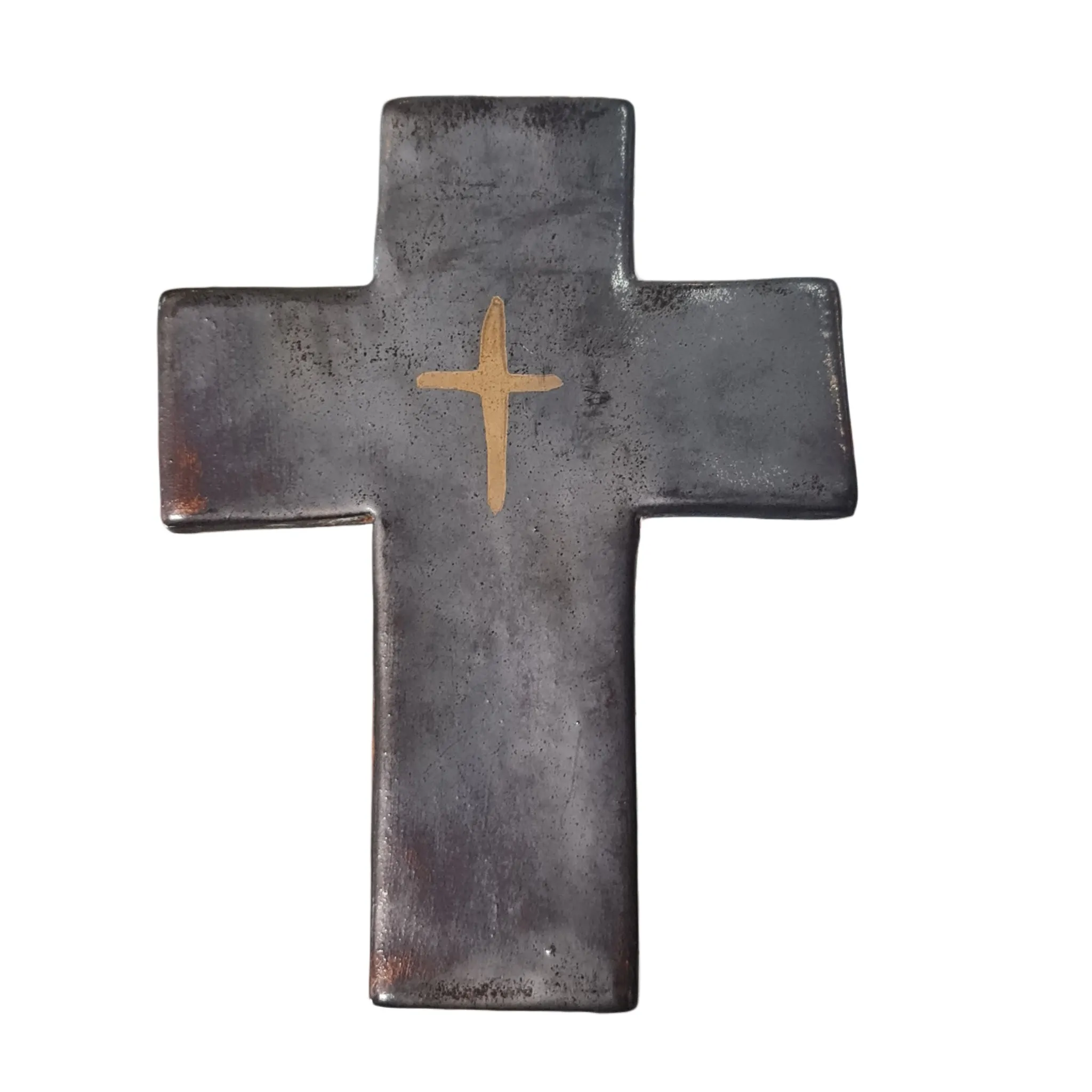 Zante Ceramic Wall Cross Charcoal Grey and Gold